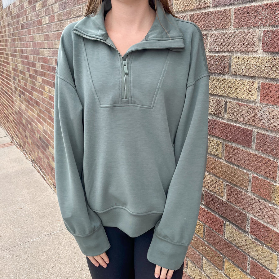 Modal Poly Quarter Zip Funnel Neck Pullover