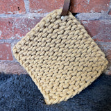 Square Cotton Pot Holder w/ Leather Loop 8”