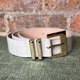 Metal Square Leather Buckle Belt