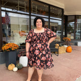 Plus Floral Print Smocked Dress