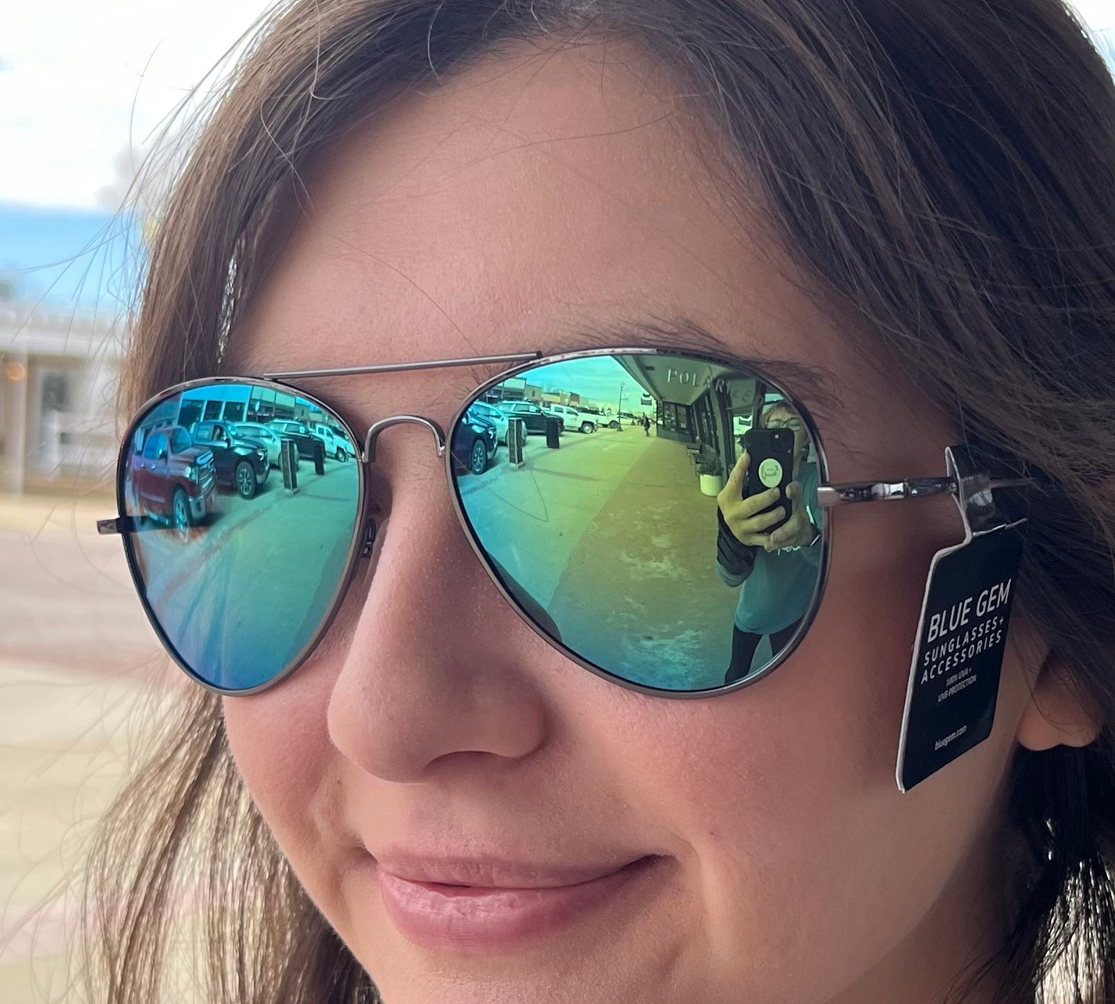Blue Gem Color Lens Aviator Sunglasses