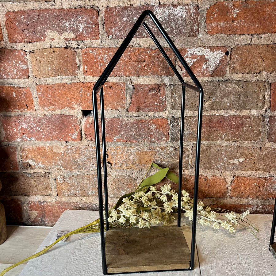 Wood & Metal House Candle Holder