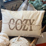 Embroidered Cozy Season Velvet w/ Tufting Lumbar Pillow 24”
