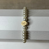 Gold Initial Pearl Strand Bracelet