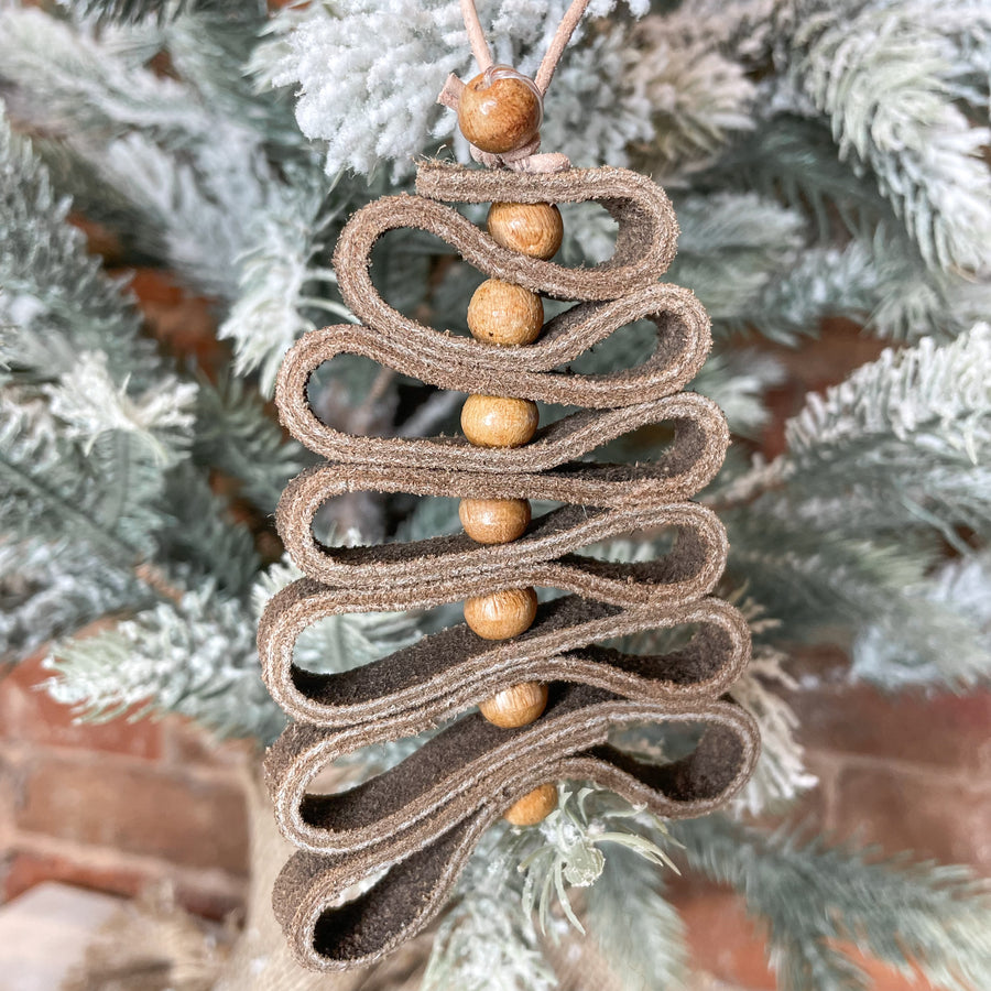 Leather Beaded Tree Ornaments