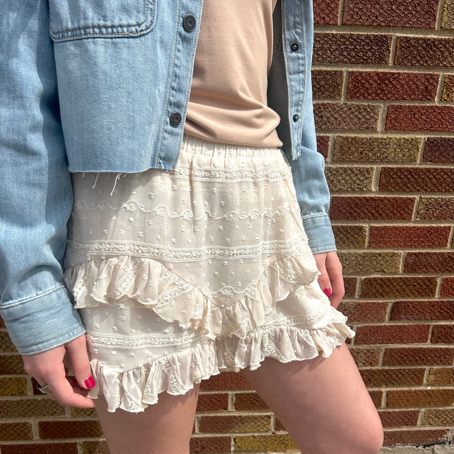 Lace Tiered Mini Shorts