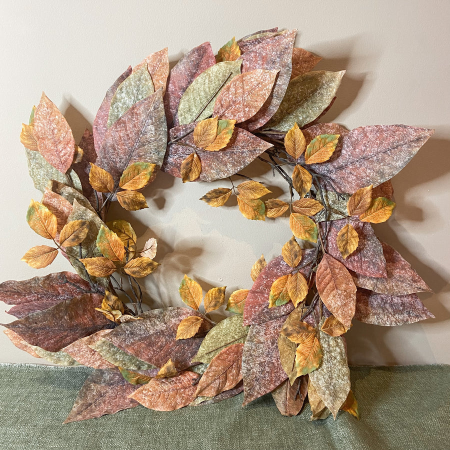 Warm Mixed Leaf Wreath 26"