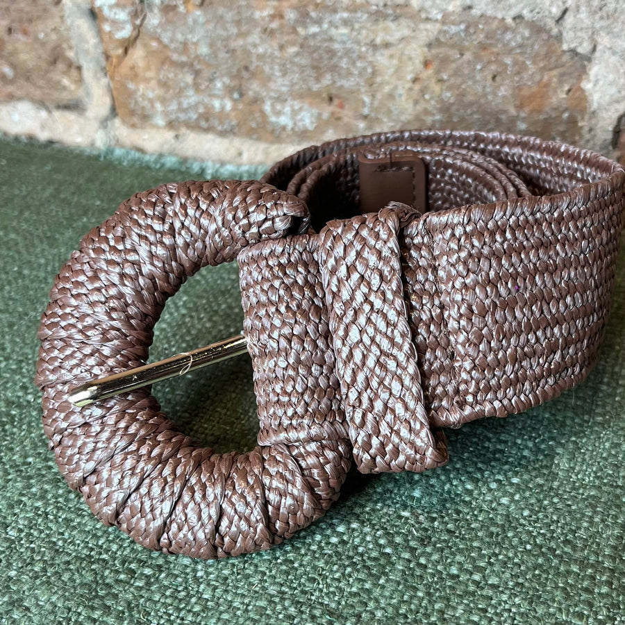 Metallic Wrapped Half Mood Elastic Straw Belt