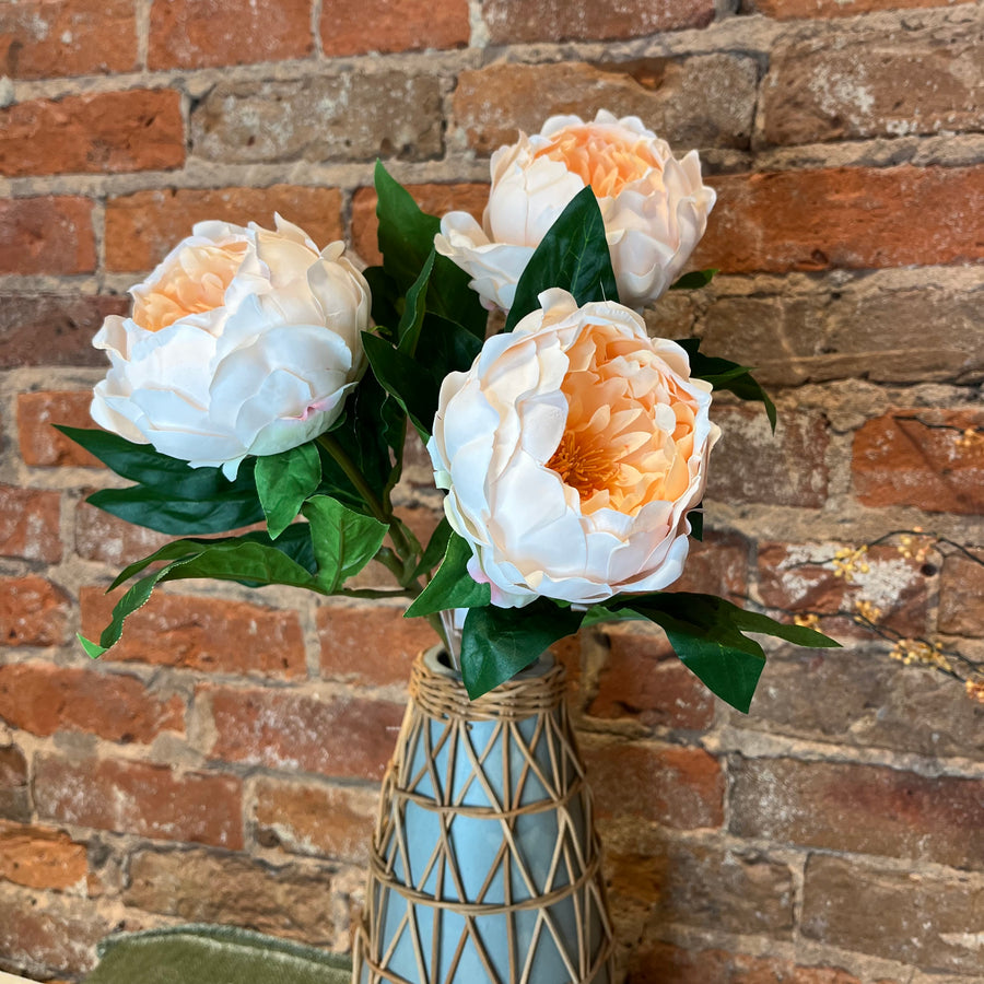 Peach Peony Spray 23”