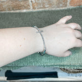 Stretchy Crystal Side Cross Bracelet