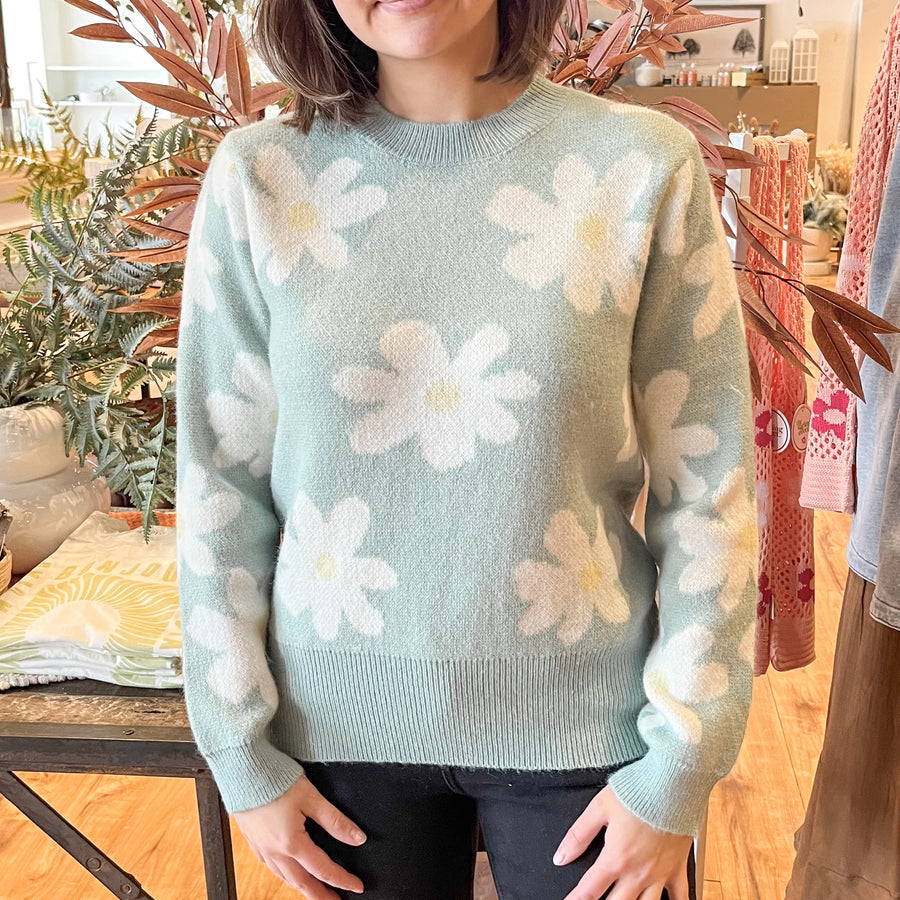 Daisy Flower Print Sweater
