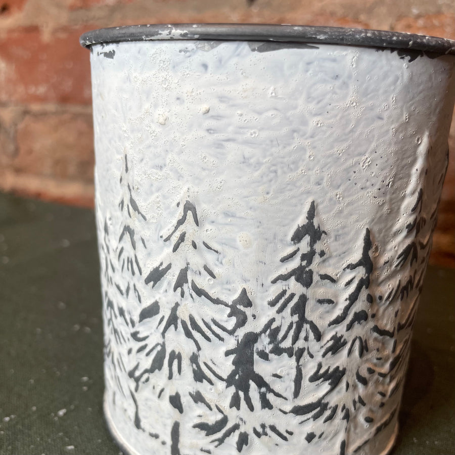 White Weathered Metal Tree Planter