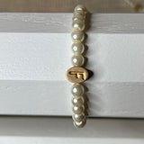 Gold Initial Pearl Strand Bracelet