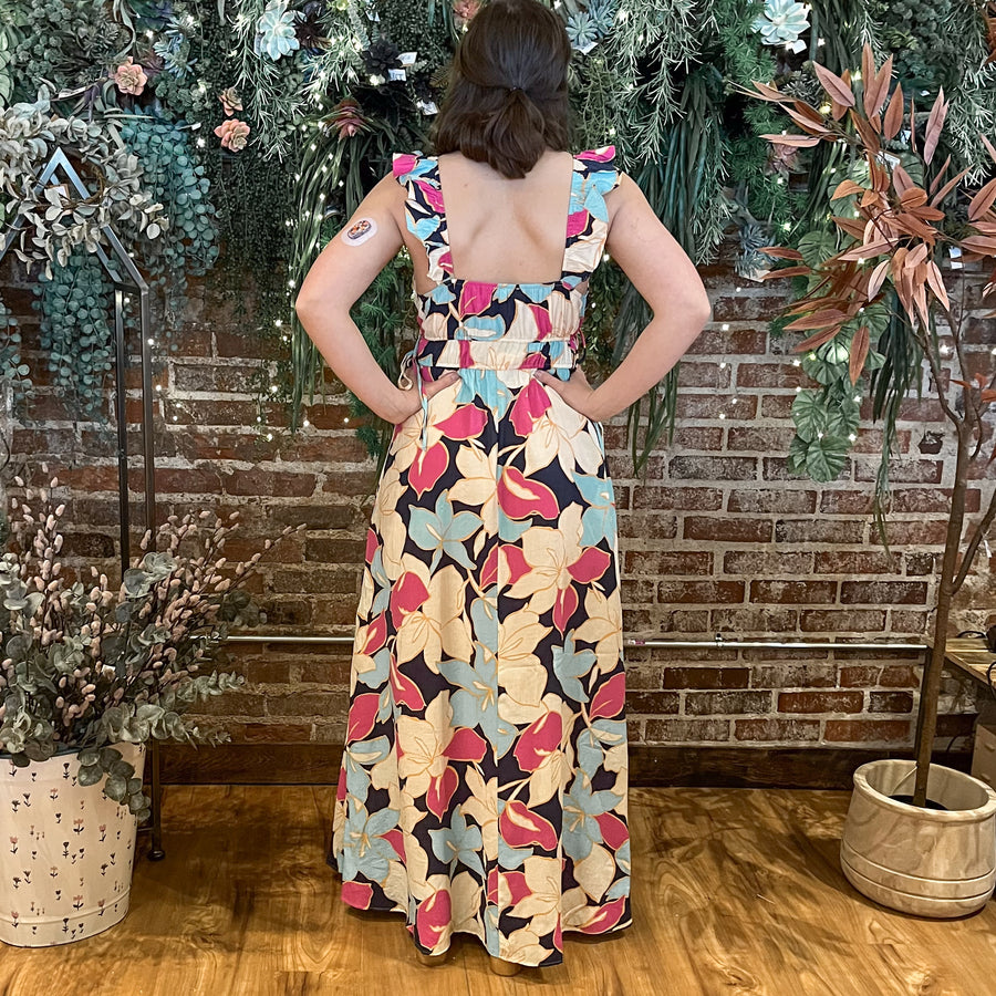 Printed Peach Blossom Maxi Dress