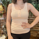 Basic Ribbed Button Front Tank Top