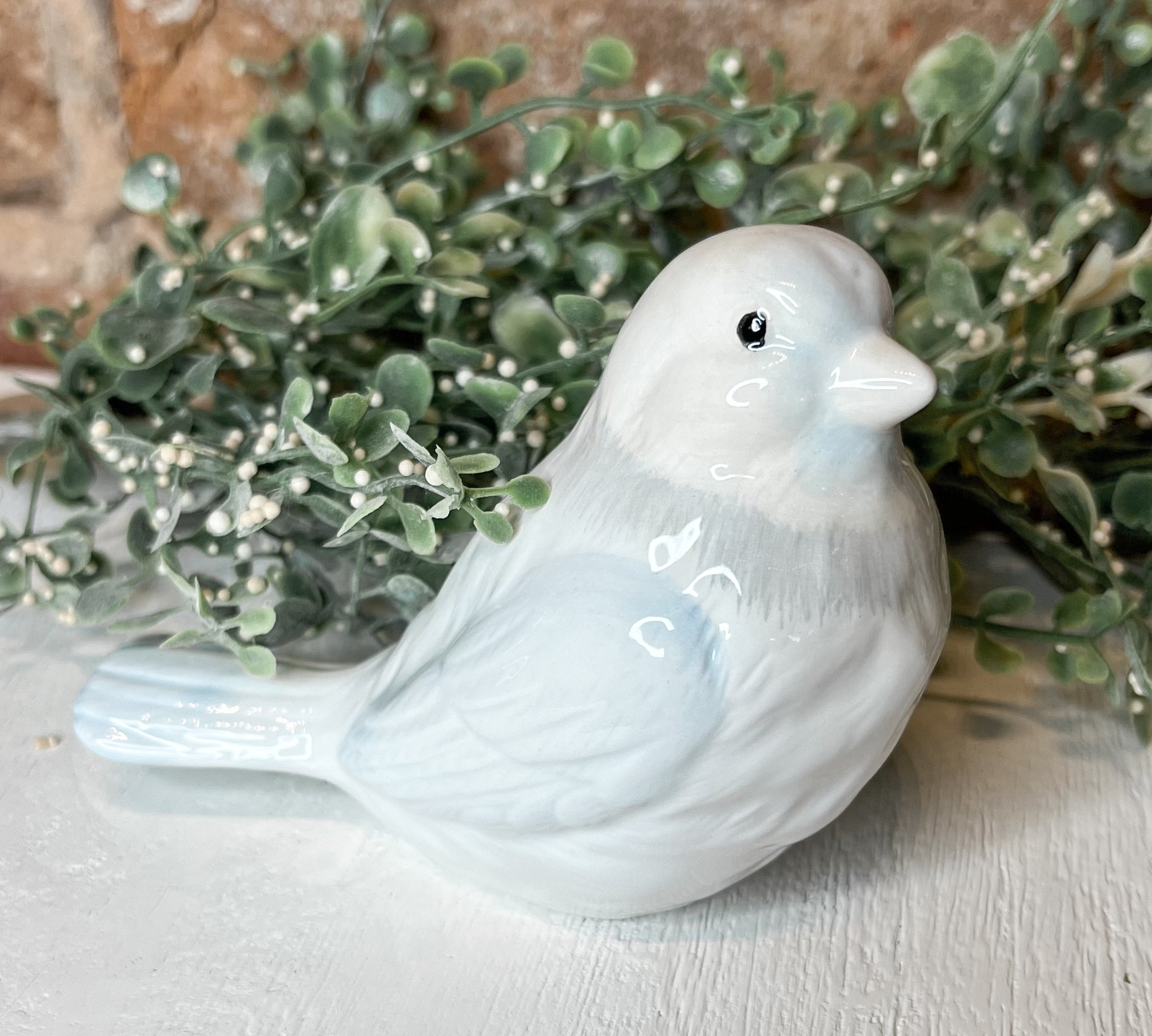 Blue & Grey Ceramic Bird 3.25”