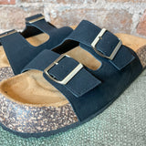 Double Buckle Footbed Flat Sandal