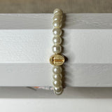 Gold Initial Pearl Strand Bracelet