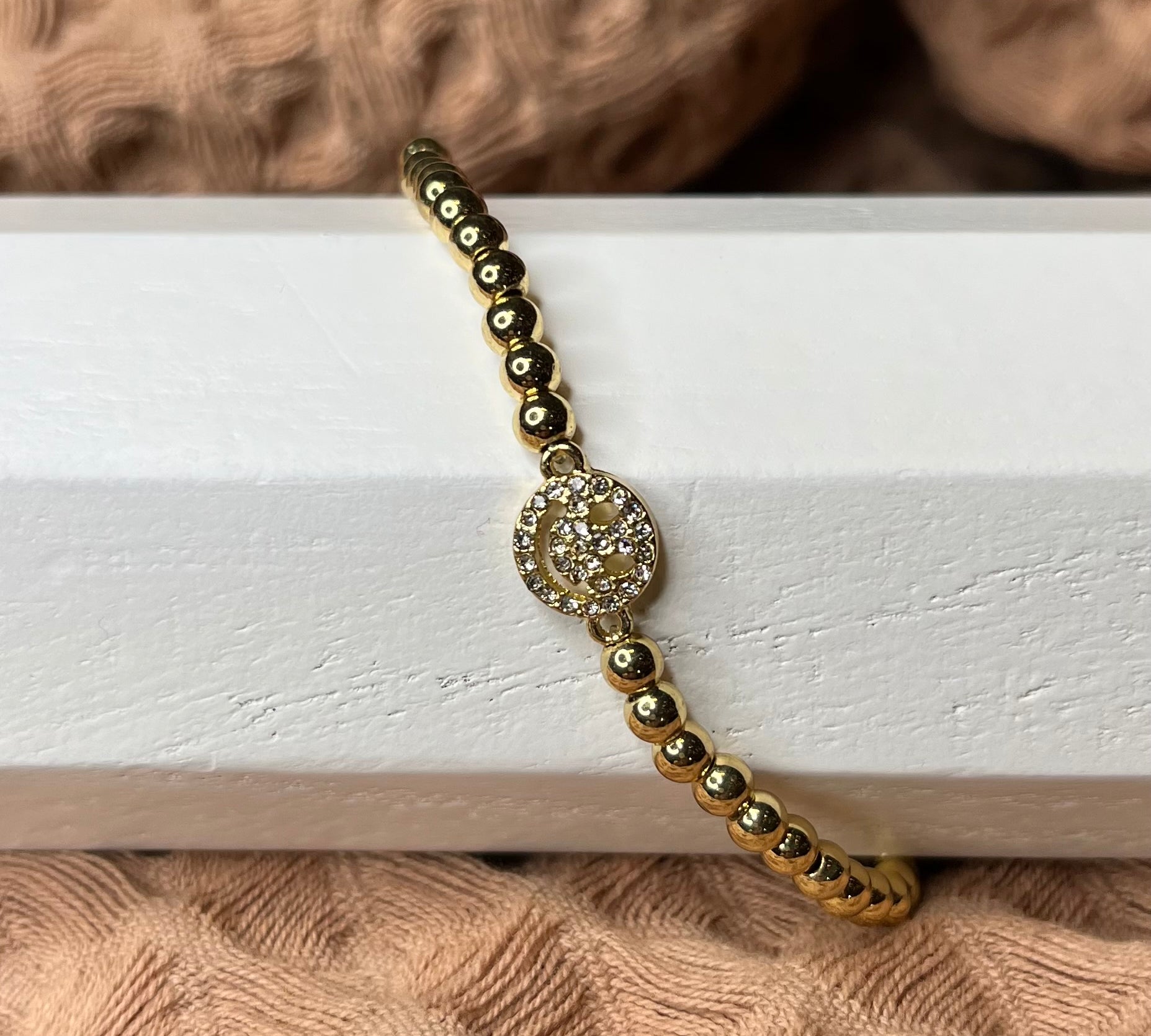 JM 18K Gold Plated Golden Ball Bracelet