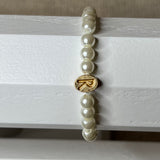 Gold Initial Pearl Strand Bracelet
