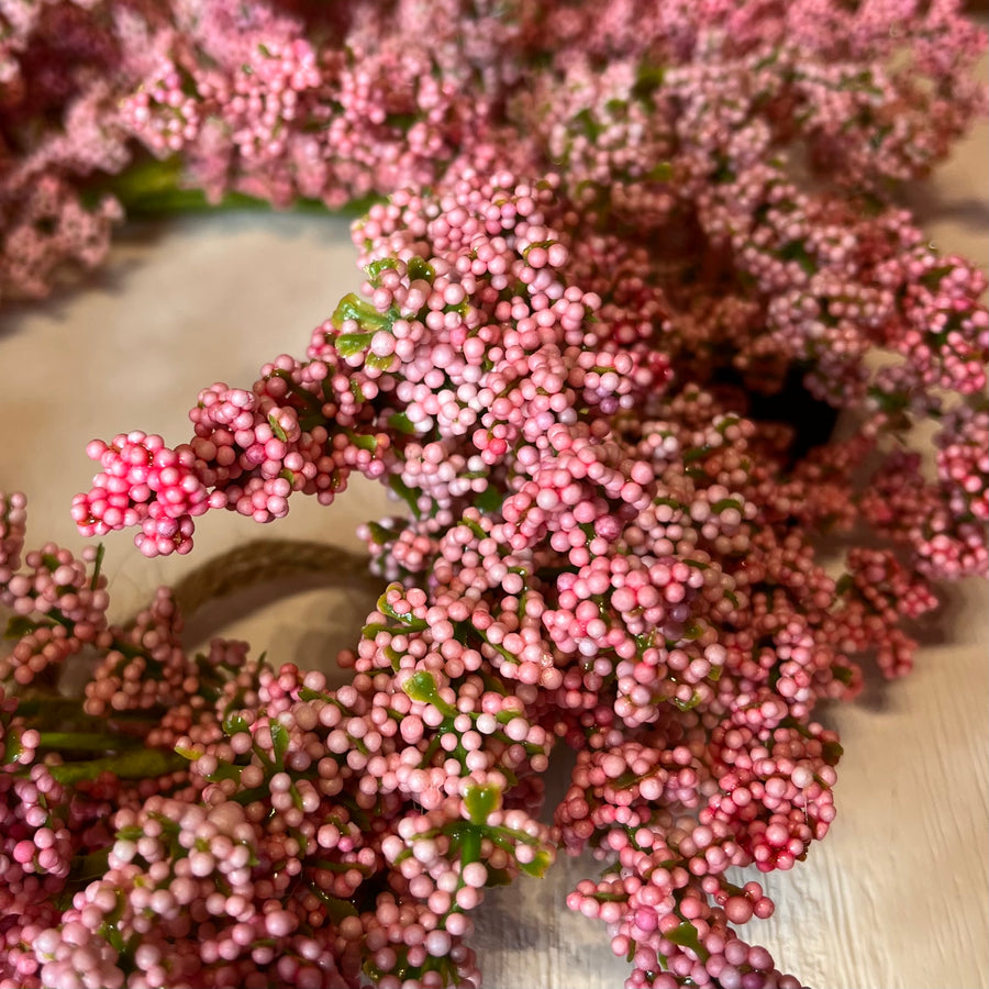 Pink Berry Candle Ring/Wreath 19"