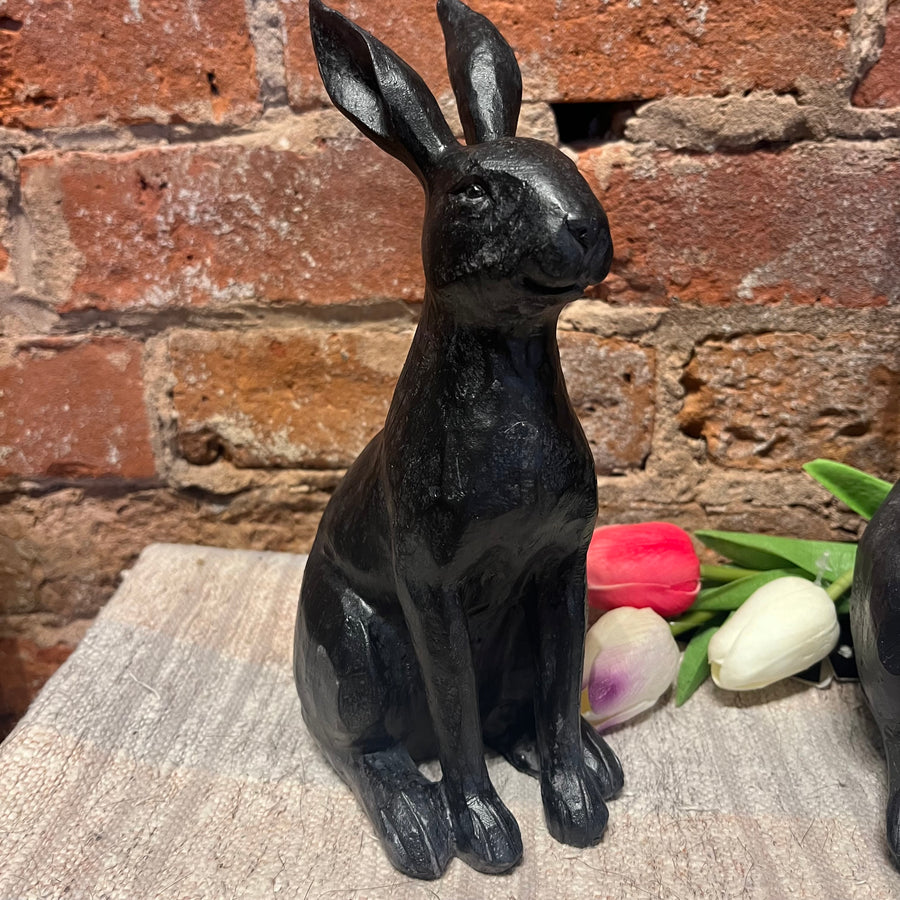 Black Resin Faux Cast Iron Rabbit