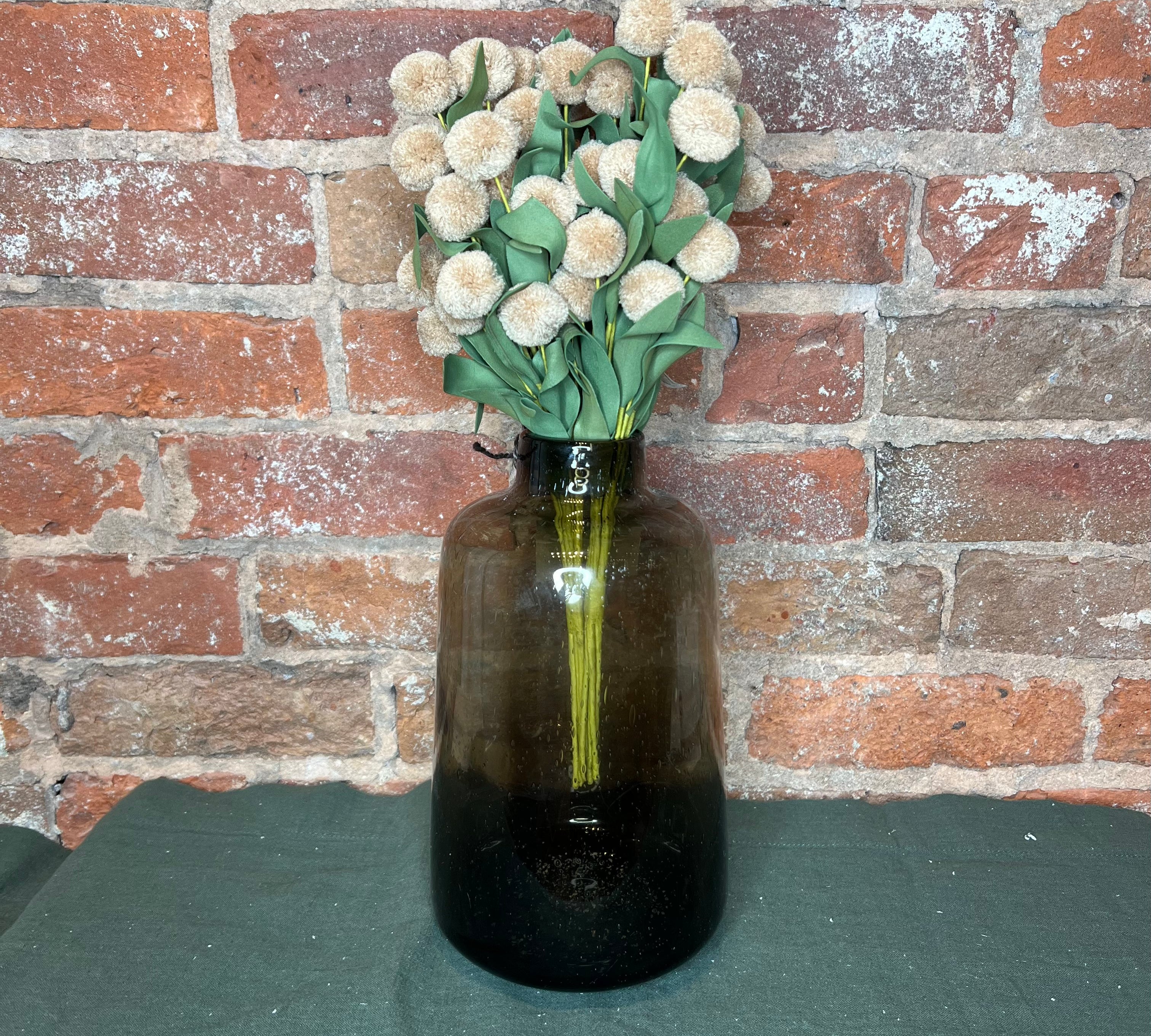 Bundle Of 6 Pompom Pick w/ Green Eva Leaves 13"