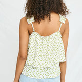 Girls Floral Pleated Strap Layered Tank