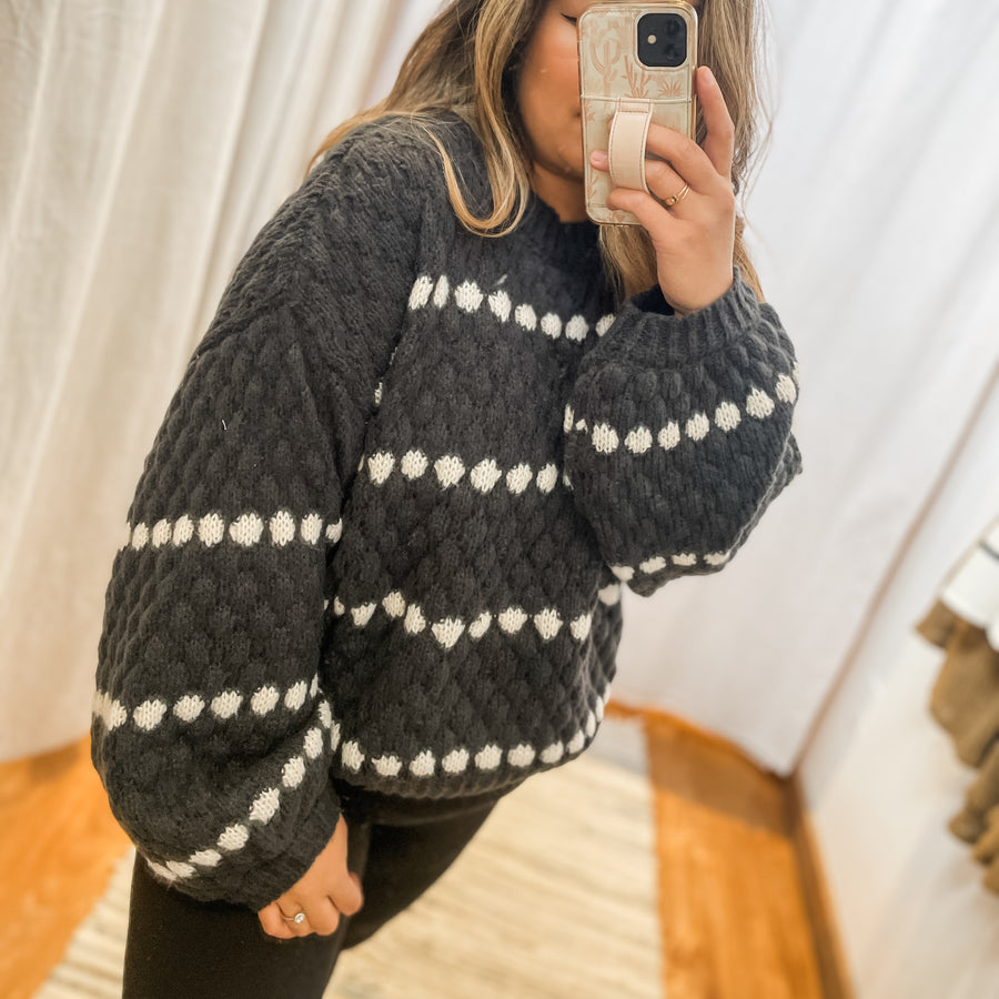 Stripe Oversize Balloon Sleeve Sweater