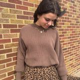 Oversized Crew Neck Tunic Sweater