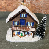Resin House w/ Snow & Tree Orn 2.5”