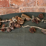 Natural & Gold Glitter Pinecone/Seed Pod Garland 72”