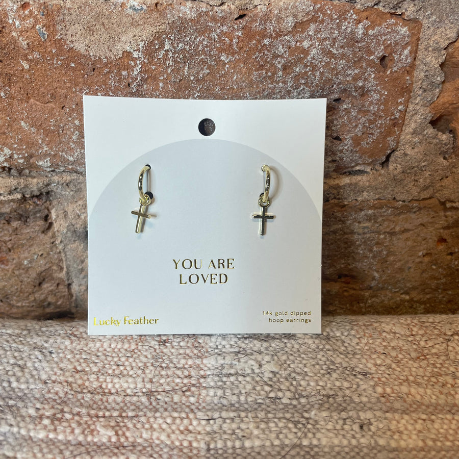 You are Loved Cross Earrings