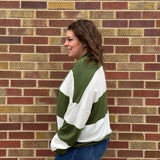 Plus Collar Notch Color Block Top