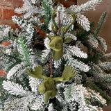 Green Flocked Resin Deer/Moose Orn 4”