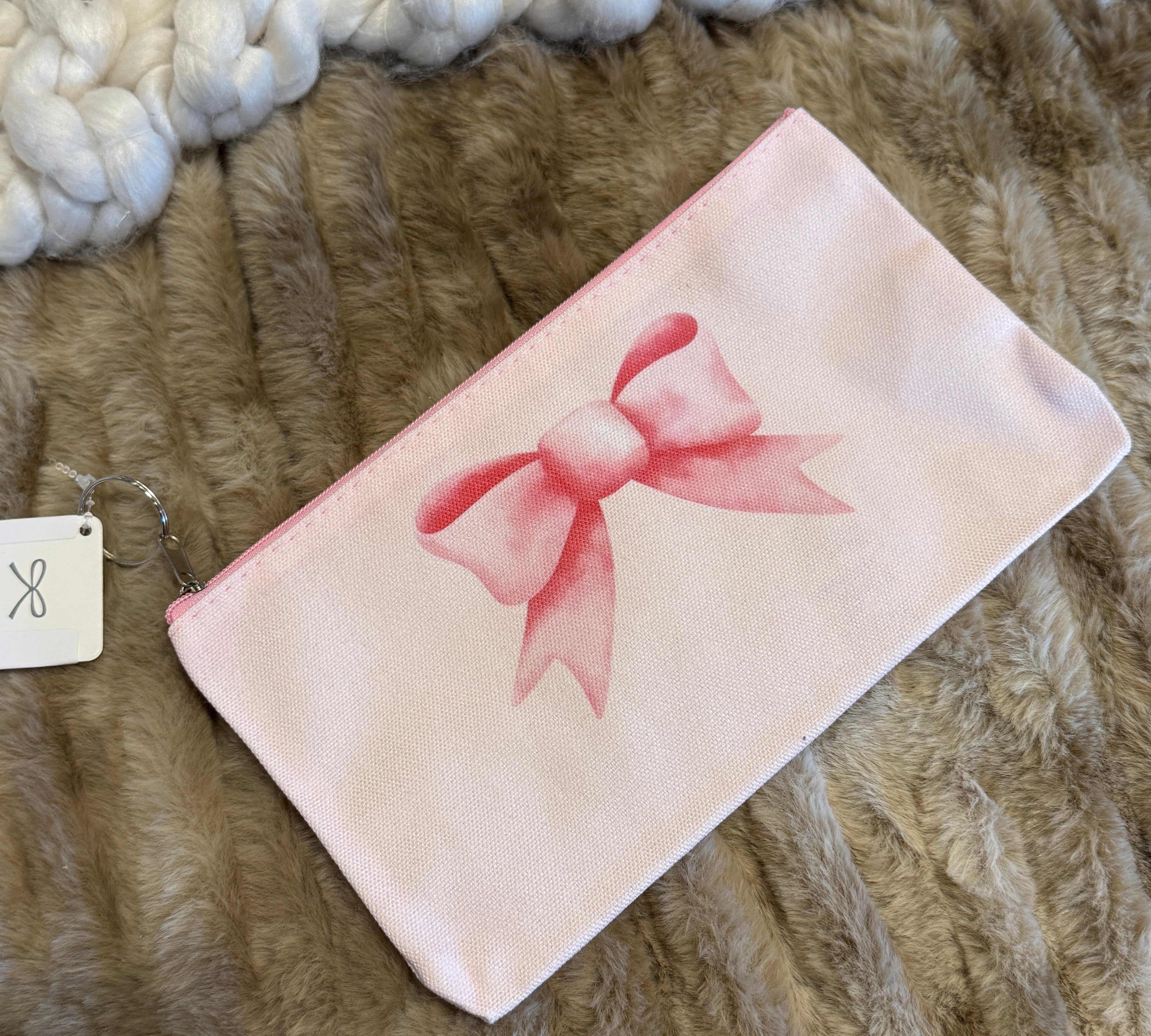 Pink Bow Coin Purse 8.5x4.75"