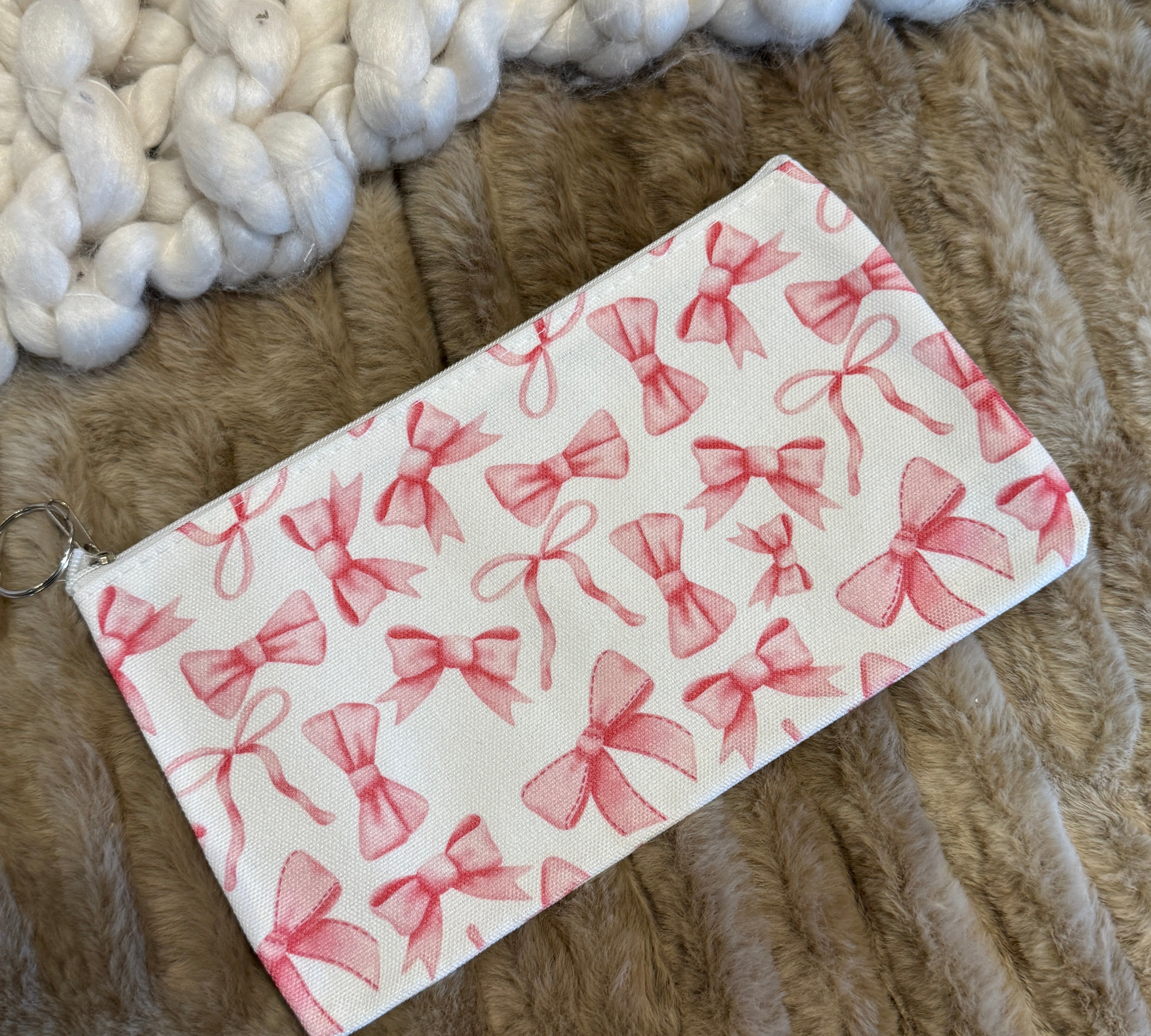 Pink Bow Coin Purse 8.5x4.75"