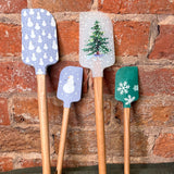 Silicone/Wood Holiday Spatula w/ Measurement Conversions Set of 2