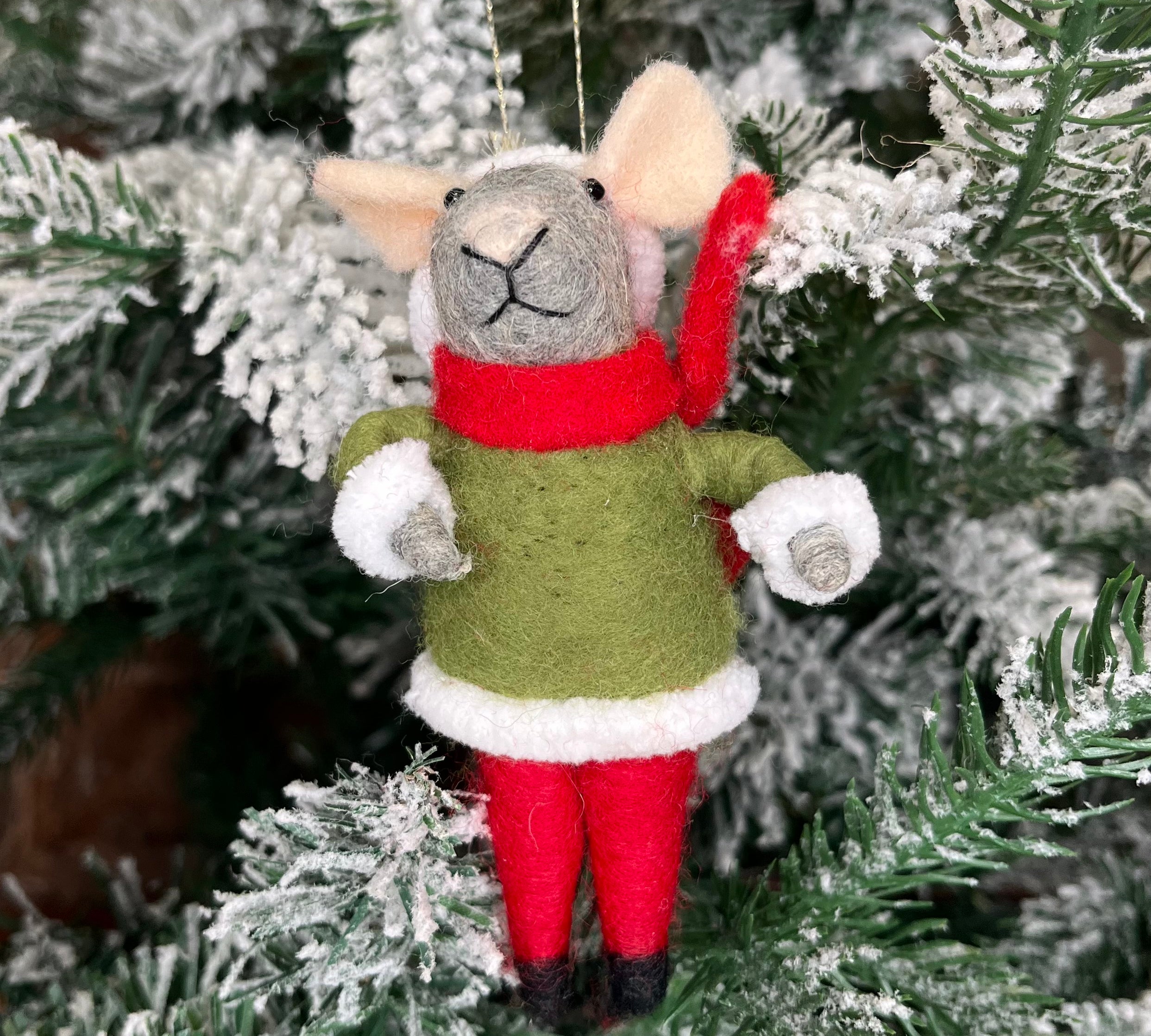 Wool Felt Mouse Orn 4.5”