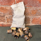 1” Distressed Gold Metal Bell Orns in Bag of 24