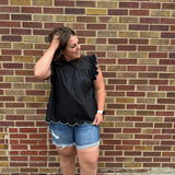 Plus Scalloped Flutter Sleeve Top