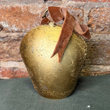 Antique Metal Bell Orn w/ Rose Velvet Ribbon
