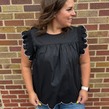 Plus Scalloped Flutter Sleeve Top