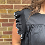 Plus Scalloped Flutter Sleeve Top