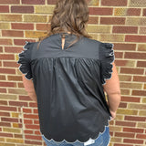 Plus Scalloped Flutter Sleeve Top