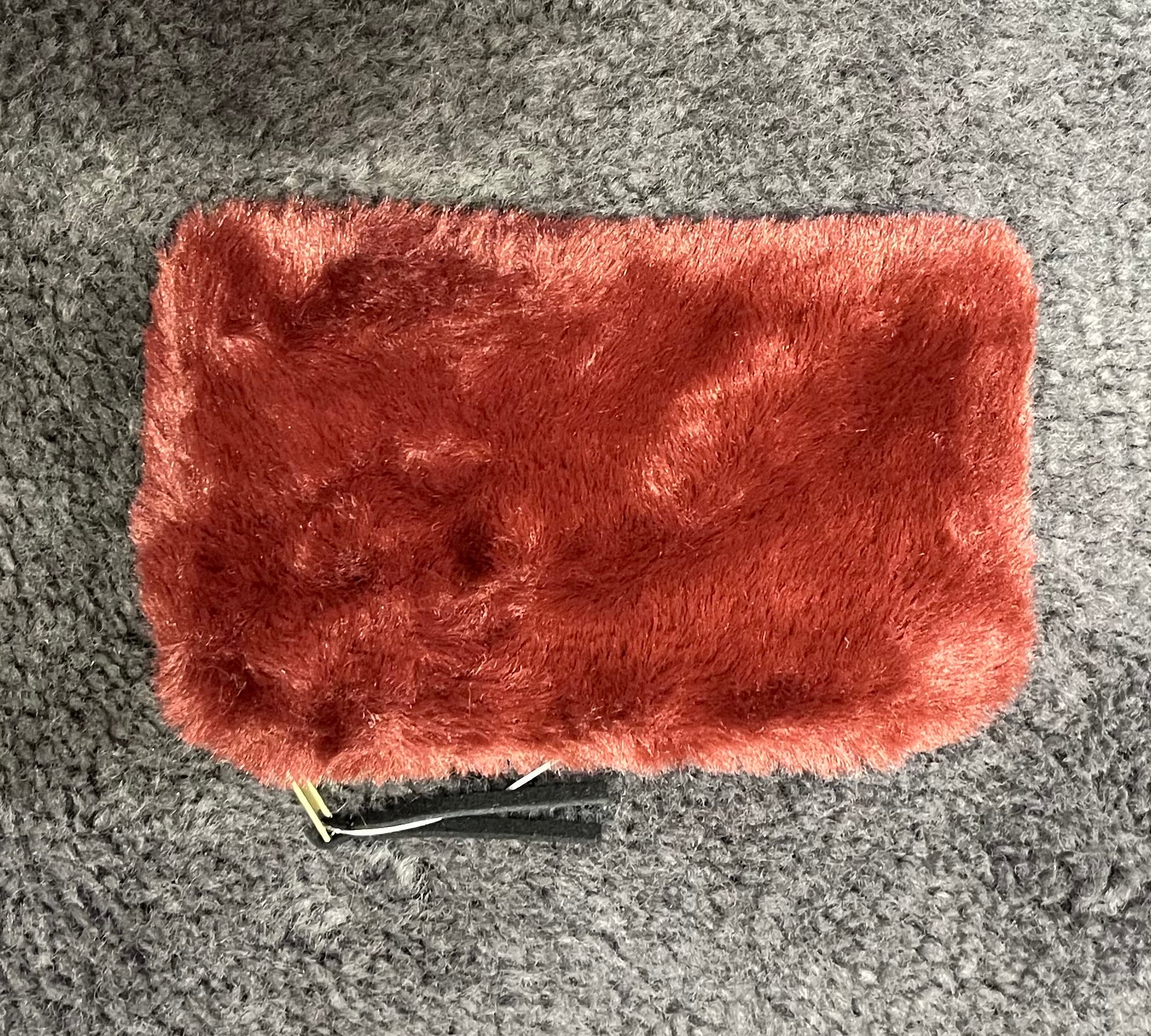 Faux Fur Zipper Pouch 6.5”