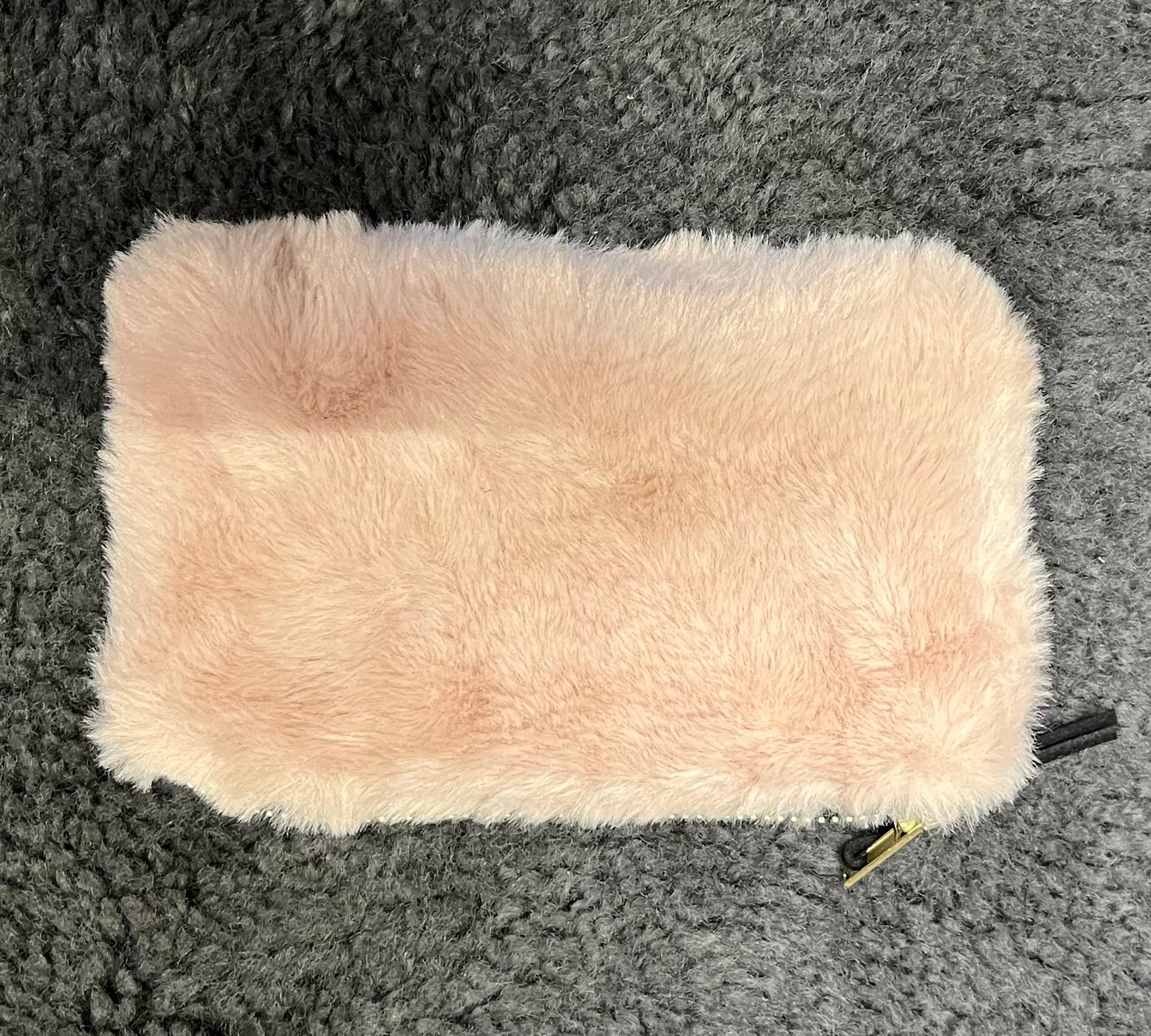 Faux Fur Zipper Pouch 6.5”