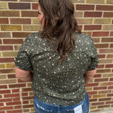 Tie Front Olive Floral Top