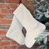 Cotton Slub Stocking w/ Hand Embroidered Kantha Stitch 20”