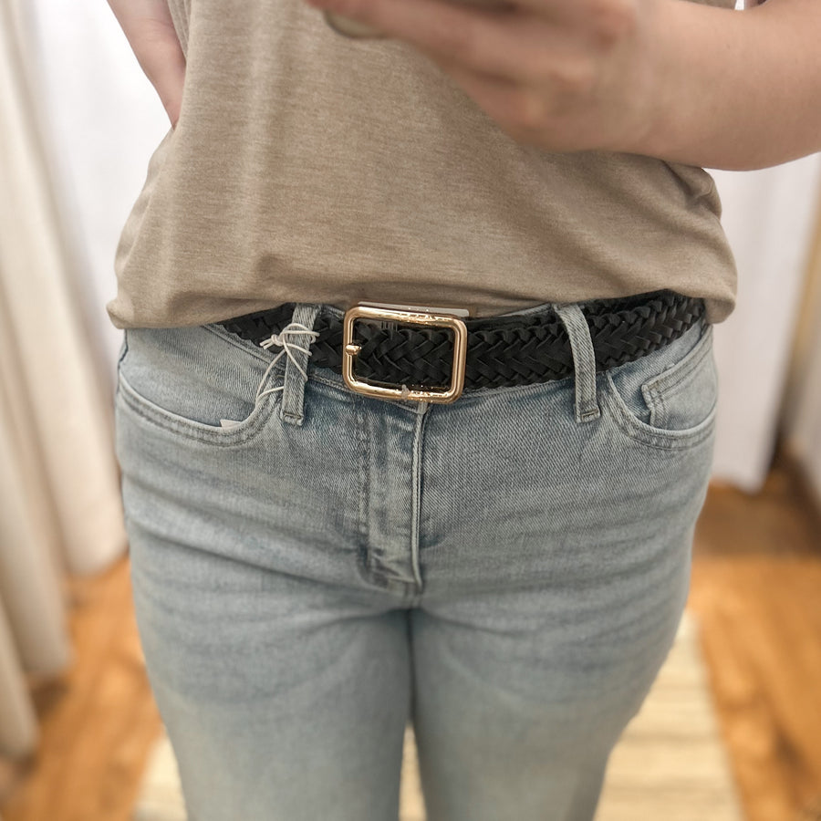 Basic Braided Rectangle Buckle Belt